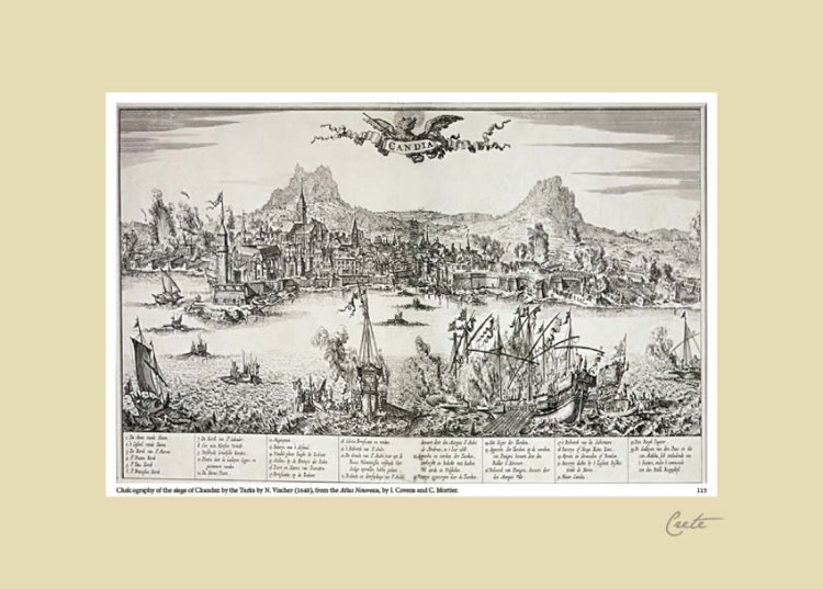 slege of Chandax by the Turks engraving