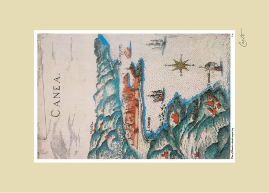 View of Chania, colored engraving